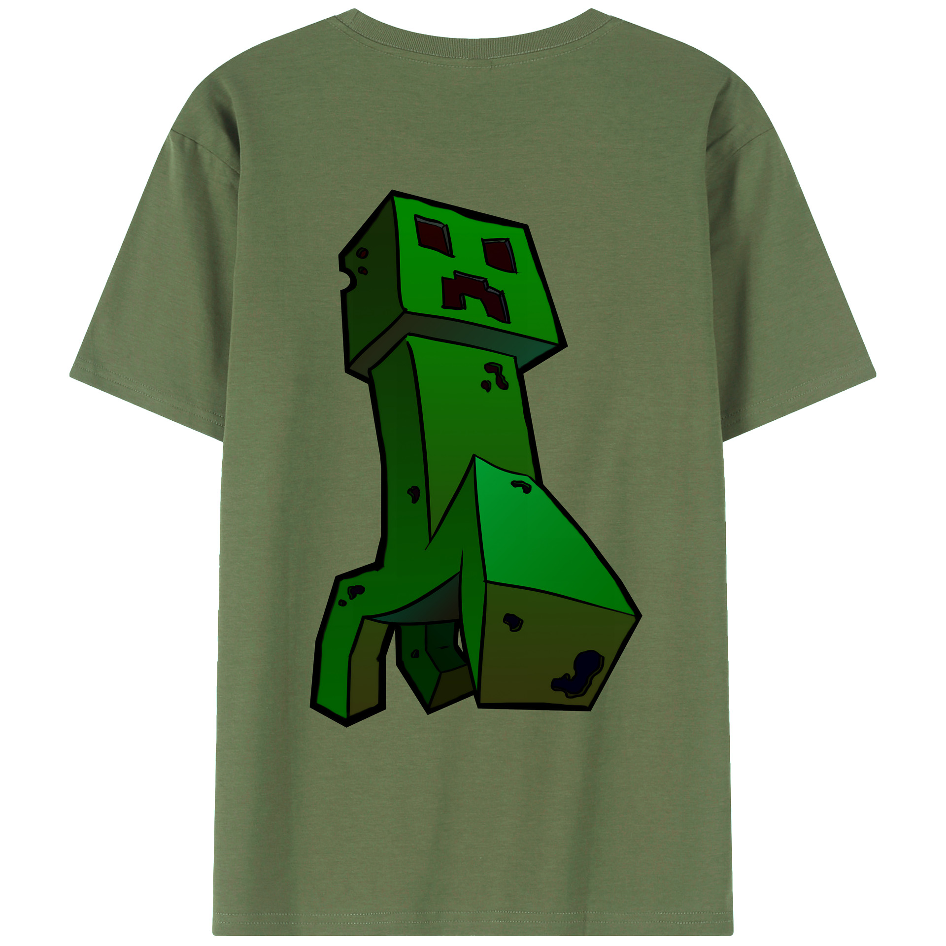 （画像用） マインクラフト ブロックの世界 Minecraft MC Block world 綿100％ メンズ半袖Tシャツ（バックプリント） 通気性